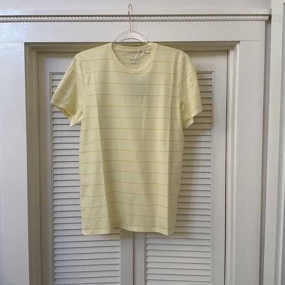 Everlane Yellow Striped The Cotton Crew Neck T Shirt, Size XL NWT - Picture 2 of 9